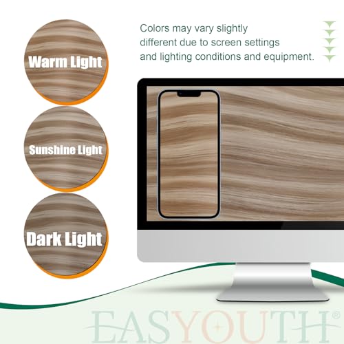 Image of Easyouth Human Hair Ponytail Extension, Light Brown Highlights Blonde, 12 Inch 70G, Wrap around Ponytail, Natural Party Wear, Real Hair Ponytail Extension for Women