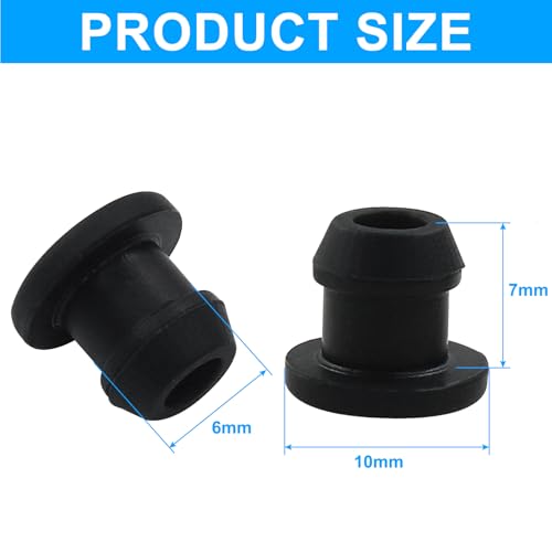 Image of 20 Pcs 6 mm Silicone Plugs Waterproof Stoppers, Black Round Rubber Plugs for Round Holes