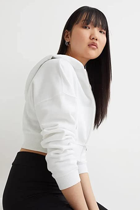 Image of Crop Zipper Hoodie for Women Winter Wear