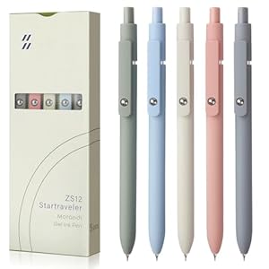 FIOVER Gel Pens, 5pcs 0.5mm Quick Dry Black Ink Pens Fine Point Smooth Writing Pen High-End Series Pens Ballpoint for School Office Home Supplies, Gifts for Women and Men (Morandi)