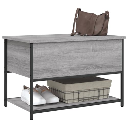 Banco con espacio de almacenamiento de diseño moderno en madera gris Sonoma 5