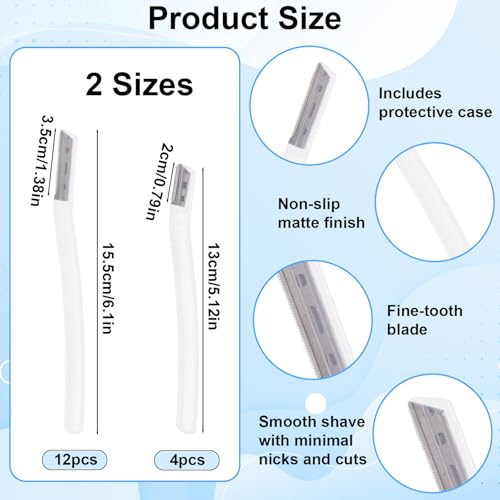 Fukaisu 16pzs Maquinilla Dermaplaning para Rostro Femenino, Suave Depilador Facial Multiusos Afeitadora de Cejas con Microhojas Precisión para Vello Facial & Exfoliación (Transparente) - imagen 2