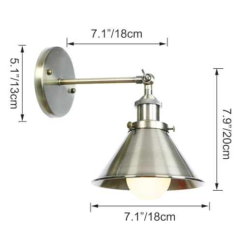 Image of Kiven Battery Operated Wall Sconces Set of 2,Vintage Wall Lights with Rechargeable Bulb, Dimmable Wall Lighting Fixtures for Painting Bedside Vanity Desk, Bronze Finish