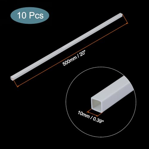 Image of MECCANIXITY 10pcs 20 inch Plastic Model Tube ABS Solid Square Bar 0.39 inchx0.39 inch White Easy Processing for Architectural Model Making DIY