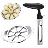 argtnayk 2 Stück Edelstahl Apfelentkerner Set, 1x Schwarz + 1x Edelstahl Kernentferner mit Kunststoffgriff, multifunktionaler Kerntrenner für Äpfel und Obst