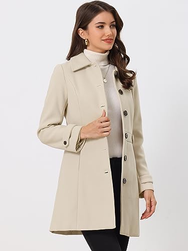 Allegra K Women's Winter Classic Outwear Overcoat with Pockets Single Breasted Pea Coat3