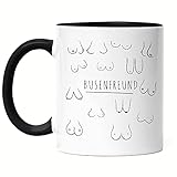 Hey!Print Busenfreund Tasse Schwarz Brüste Titten Frau Oberkörper Oberweite Brust Freunde Beste Freunde Freundschaft Liebe