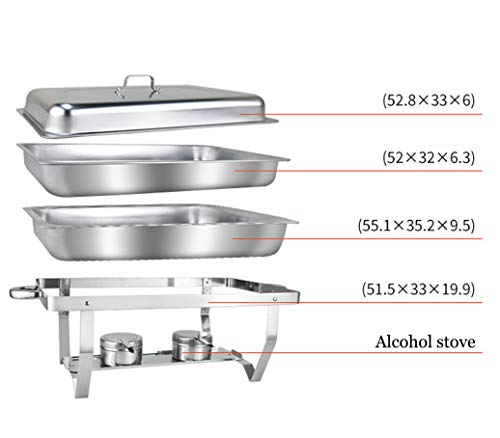 HSBAIS Speisenwärmer Buffetwärmer, Full Size Rechteckig Wärmebehälter Klappboden Chafing Dish Rechaud für Catering… – Bild 3