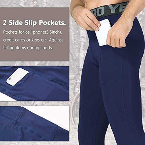 3 Pack Men's 3/4 Compression Pants With Pockets Workout Dry-Fit Baselayers Underwear Tights Sport Running Leggings Capri #TOP1