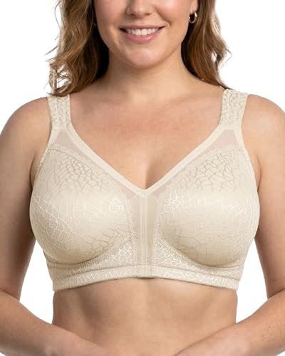 HACI Women's Minimizer Bra Full Coverage Non Padded Wirefree Plus Size for Large Bust Support Seamless(38G, Nude)