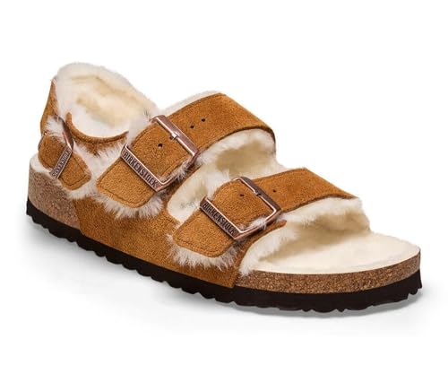 Birkenstock Para Mujer. 1025515 Sandalias Milano Shearling Ante MarróN (38), Plano, Hebilla, Casual - 3