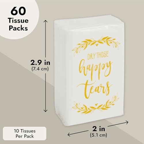 60-Pack Wedding Facial Tissue Souvenirs for Guests - Welcome Bag Party Favors and Bulk Pocket-Size Travel Packs - Pocket Tissues