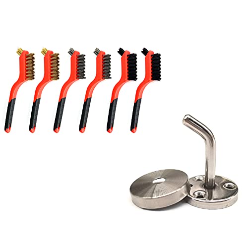 Wire Brush Set Nylon-Brass-Stainless-Steel Scratch-Bristles And Gridwall Panel Mount Chrome Brackets #TOP8