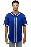 JC DISTRO Men's Short Sleeve Plain Button Down Baseball Jersey Team Jersey RoyalBlue X-Large