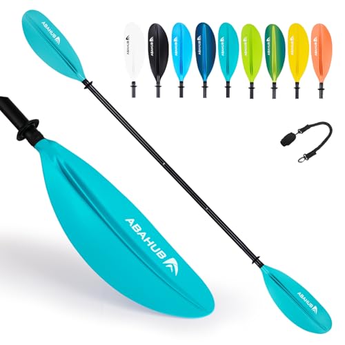 Abahub Remo Kayak Ajustable 220cm a 240cm Pala Doble de Aluminio con línea de Remo para Kayak Bote de remos Canoa Negro/Blanco/Azul/Verde/Naranja/Amarillo/Turquesa