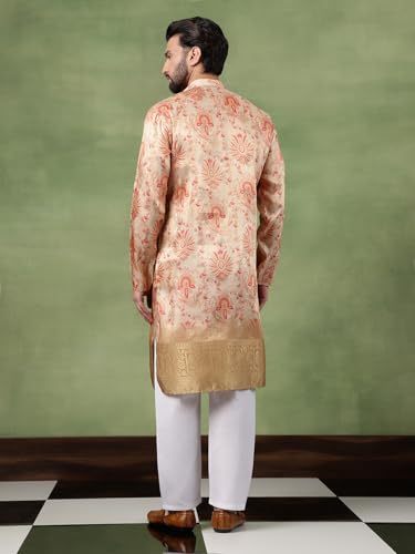 Image of SOJANYA (Since 1958 Men's Silk Banarasi Design Long Kurta