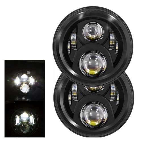 Feu Circulation Diurne Puissant pour Phare LED 7 Pouces Kenworth T-2000 H4 Halo DRL Noir 50W