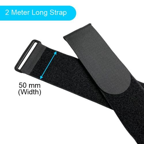 Sky Luggage Strap 2 Meter Long | Hook & Loop | Adjustable Suitcase Belt | Must Have Travel Accessory | Heavy Duty Baggage Strap | Secure and Easy Identification | Black | Pack of 2