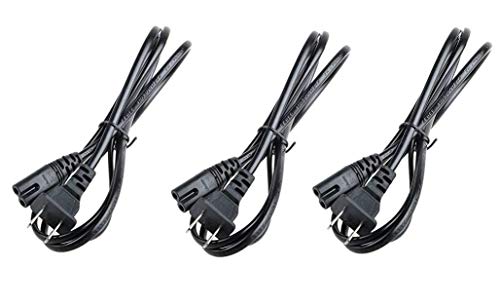 Limited Discount BRENDAZ 3 Pack Universal Replacement AC Power Cord Cable, 2 Slot Non-Polarized. (NEMA 1-15P to IEC-320-C7) for Notebook, Printers, Boomboxes, TV, Electric Devices & More (3-feet)