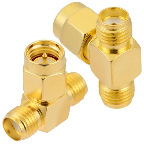 Adaptador divisor SMA macho a dual hembra T 3 vías 2 pcs miniatura 2