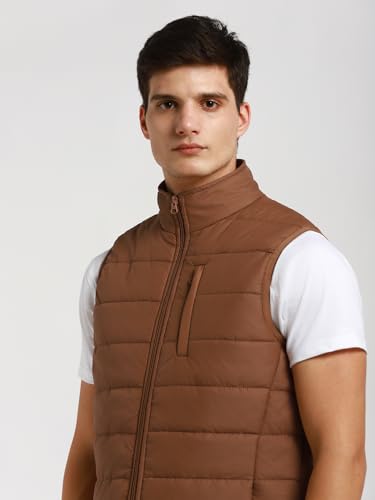Image of Dennis Lingo Men Regular Fit Polyester Sleeveless Solid Jackets