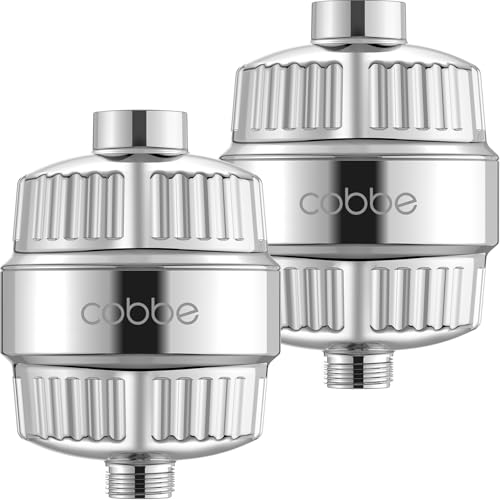 Cobbe HD HEAVY DUTY High Output Shower Filter 2 Pack – 99% REMOVAL Shower Head Filter for Hard Water, Heavy Metals, Chlorine and Harmful Substance, Improve your skin and hair - Chrome