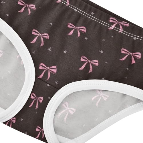 Wusikd Pink Ribbon Bow Star (2) Girls' Underwear Cotton Girls Briefs Soft Toddler Underwear 2T4