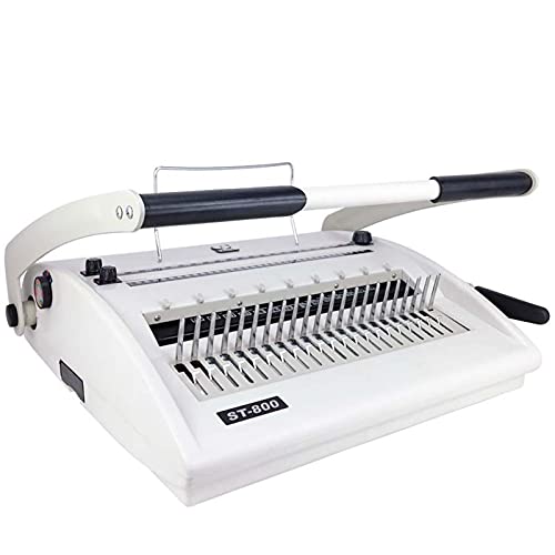 Encuadernadora profesional Combs Máquina de Encuadernación Multifuncional 3 en 1 Clip Strip Peine Tipo Delantal Anillo de Hierro Compartido Agujero Redondo Compartido, Blanco