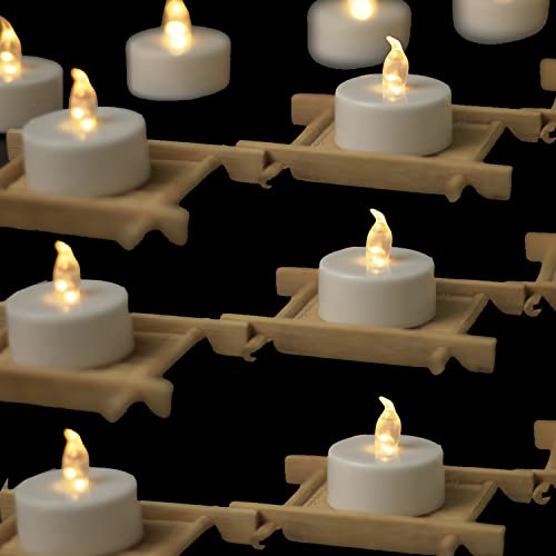 Image of YIWER Battery Tea Lights Candles Set of 24: Flickering flameless Realistic Tealights with Warm White Light Candle Light for Festivals Parties Halloween Warm Atmosphere (Pack of 3)