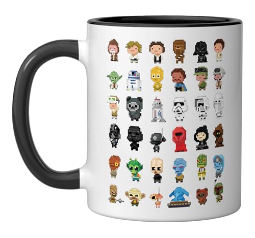 Taza de cerámica Star Wars 8-Bit pixelado 11 oz negro/blanco miniatura 1