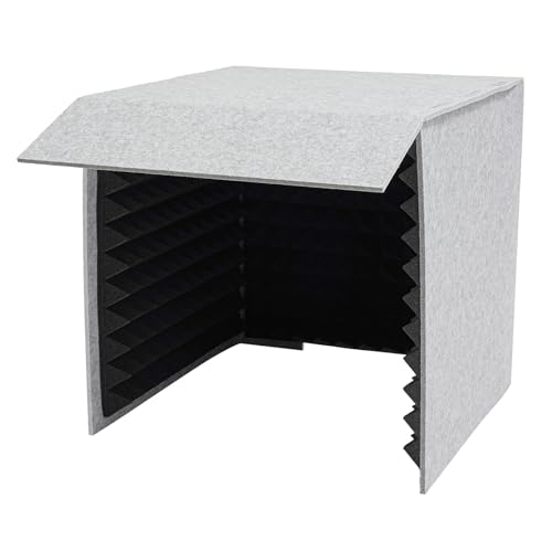 Booth portátil para grabación vocal, cubierta de escritorio insonorizada, escudo absorbe sonido vocal (Gris, Negro) miniatura 6