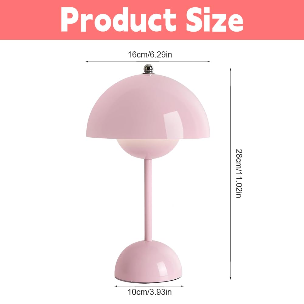 Lampe Champignon Sans Fil Hojalis - 3 Modes Luminosité Tactile - Batterie 3000 MAh - Décoration Bureau, Chambre
