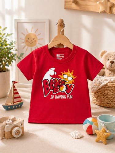 Image of BODYCARE Kids Inafant Placement Print Boys Round Neck Half Sleeves Cotton T-Shirt | Skin Friendly Regular Fit | Soft Breathable Fabric Comfortable & Durability | Pack of 1 | Mustard | Age 6-12 Months