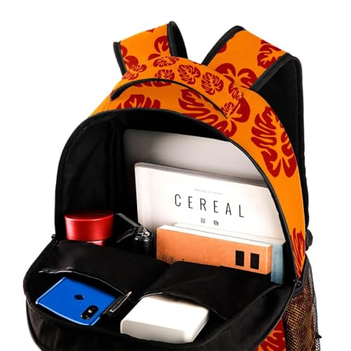 Sac à dos d'école feuilles de surf orange pour le collège et sorties