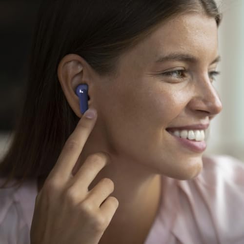 Hama Écouteurs Bluetooth 5.3 sans Fil Freedom Light II, Intra Auriculaires, TWS, Autonomie 20h, Earbuds Compatible Siri Google Assistant, Micro, Commande Vocal/Tactile, Boitier Recharge USB-C, Bleu