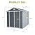 TURRIDU 8 x 6 FT Resin Outdoor Storage Shed with Windows and Lockable Double-Door, Tools Storage Shed with Floor & Air Vents for Garden, Patio, Yard, Lawn, Grey