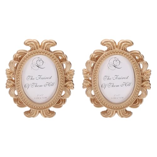 QUARKZMAN 2 Stück Vintage Harz Bilderrahmen 9,5cm x 8cm Mini Bilderrahmen...