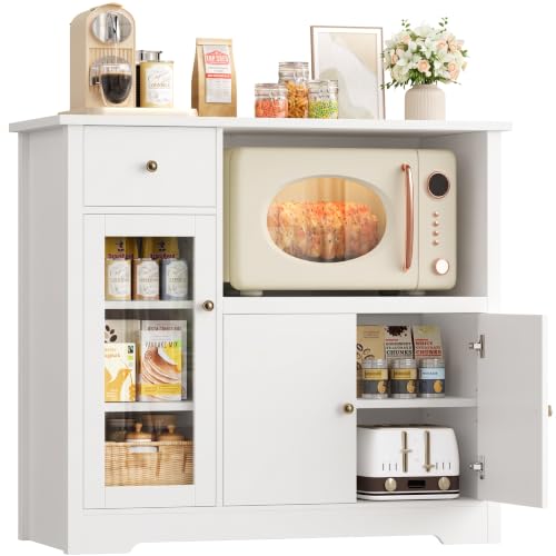 HOCSOK Kitchen Sideboard, Kitchen Storage Cupboard with Microwave Counter