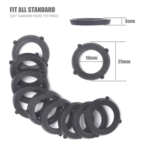 Garden Hose Washers Rubber Washers Seals, Fit All Standard 3/4" Garden Shower Hose and Water Faucet Fittings (30 Pack, Black) - Thumbnail 3