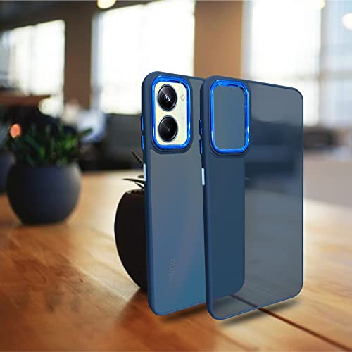 Image of A rtistque Frosted Translucent Back Cover Case for Realme 10 Pro 5G | Electroplated Chrome Ring | Raised Camera Edges for Protection | Smooth Sides TPU - Blue