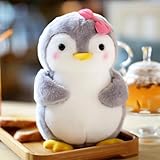 Aurasky Plüschtier Pinguin Spielzeug, 25 cm, Pinguin mit Rosa, Fliege, Kissen, Plüschfigur, Geschenk für Kinder und Erwachsene