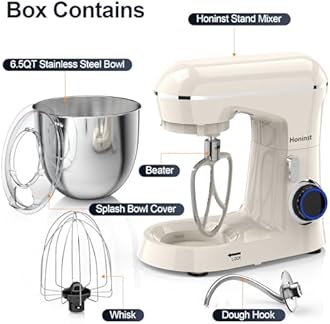 Stand Mixer, 6.5QT 10-Speed Tilt-Head Electric Stand Mixer, 3-In-1 Kitchen Mixer with Bowl, Dough Hook, Whisk and Beater, Food Mixer for Baking, Cake and Most Home Cooks, Beige