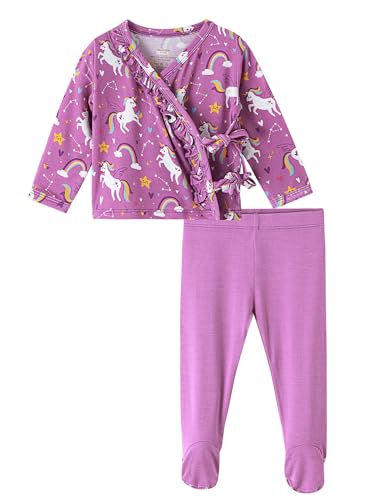 Newborn Baby Girls Clothes Set Long Sleeve Kimono Top and Pants Sets Outfit Viscose from Bamboo Outfits