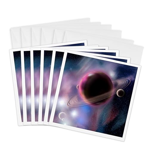 Carte de voeux planète violette lunes science fiction pour anniversaire et fêtes