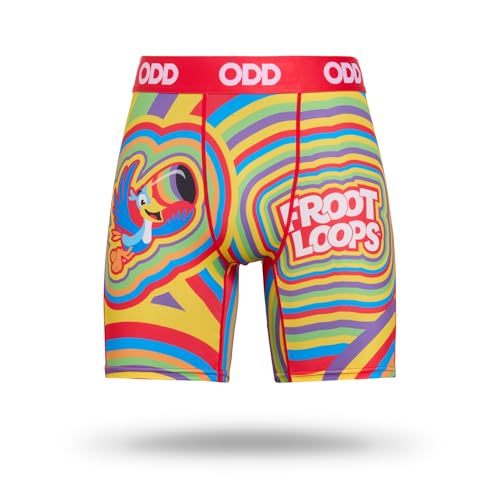 Odd Sox Froot Loops Colors Men's Boxer Briefs - Breakfast Cereal Food Themed Novelty Underwear - Comfy Stretch Fit