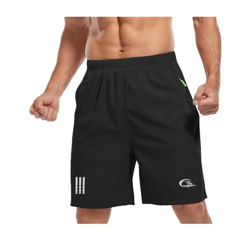 Image of CBlue Men's Outdoor Quick Dry Lightweight Sports Shorts with 2 Zipper Pockets, Breathable Hiking Running Gym Workout Athletic Shorts (in, Alpha, M, Regular, Tactical Black)