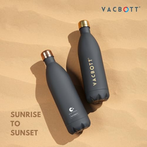 Image of Clay Craft Vacbott Vaccum Bottle, Stark Insulated Double Walled 24 Hours Hot and Cold Water Bottle, Black Gold - 1 Piece - 500 ml Steel Water Bottles for School, Office, Water Bottle for Leakproof