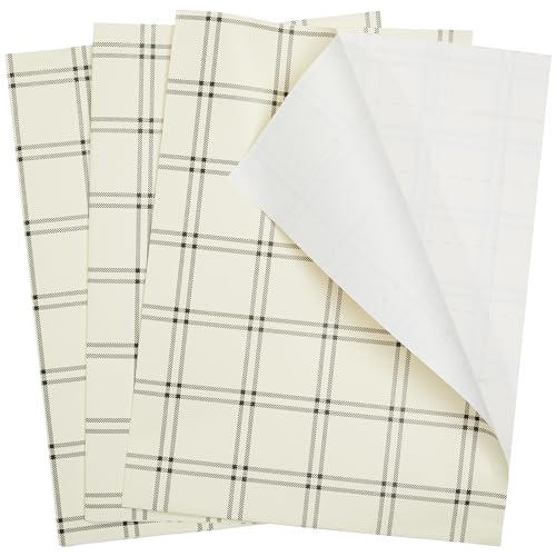The Gift Wrap Company 58-189205 Plaid Flat Gift Wrapping Paper Sheet Set, 30' x 23', Black and Crème, 3 Pieces