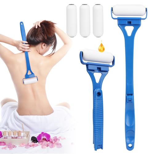 Back Lotion Applicator for Women, Foldable Long Handle Lotion Back Applicator, 3 Reusable Foam Rollers, Effortlessly Apply Moisturizer to Your Back, Ideal Back Lotion Applicator for Skin Cream, Oils