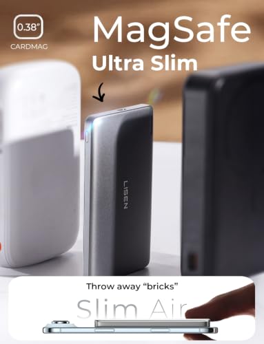 Image of LISEN Ultra Slim MagSafe Power Bank,5000mAh Wireless Slim MagSafe Battery Pack,Magnetic Portable Charger,Magnetic Power Bank for iPhone 17 Pro Max Plus Air /16-12 Series,Gifts for Men Women